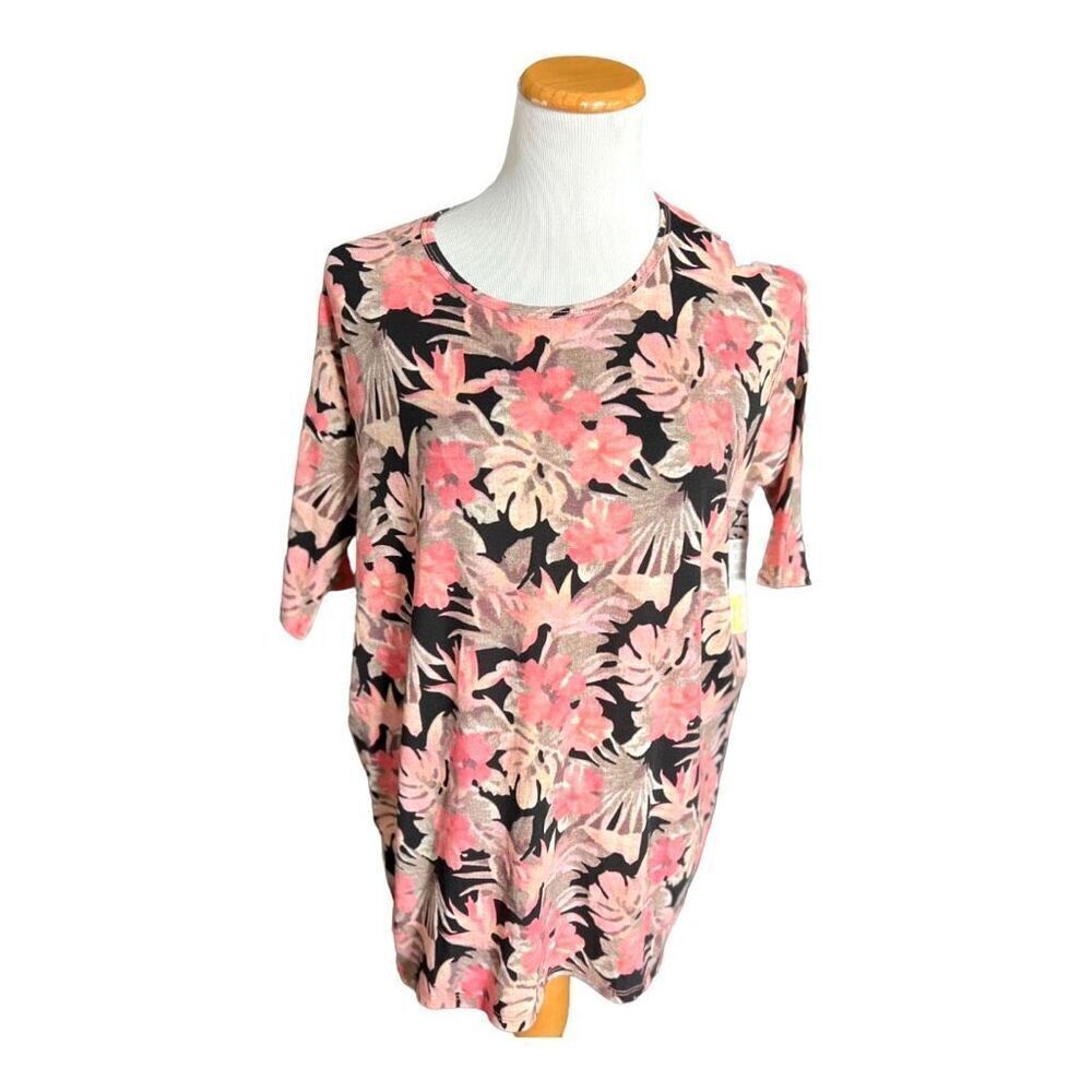 NWT Womens Lularoe Peach Palm Tropical Irma Tunic Top - Sz XXS